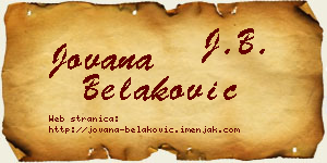 Jovana Belaković vizit kartica